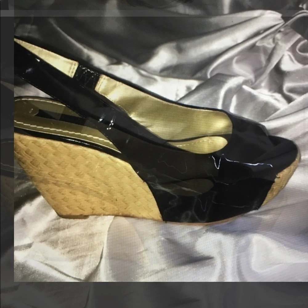 Nine west open toe slingback wedges